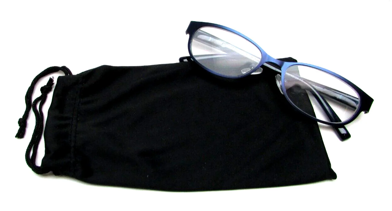 Foster Grant ISA NVY +3.25 Full Rim Reading Glasses with Soft Case 52/16-134 3
